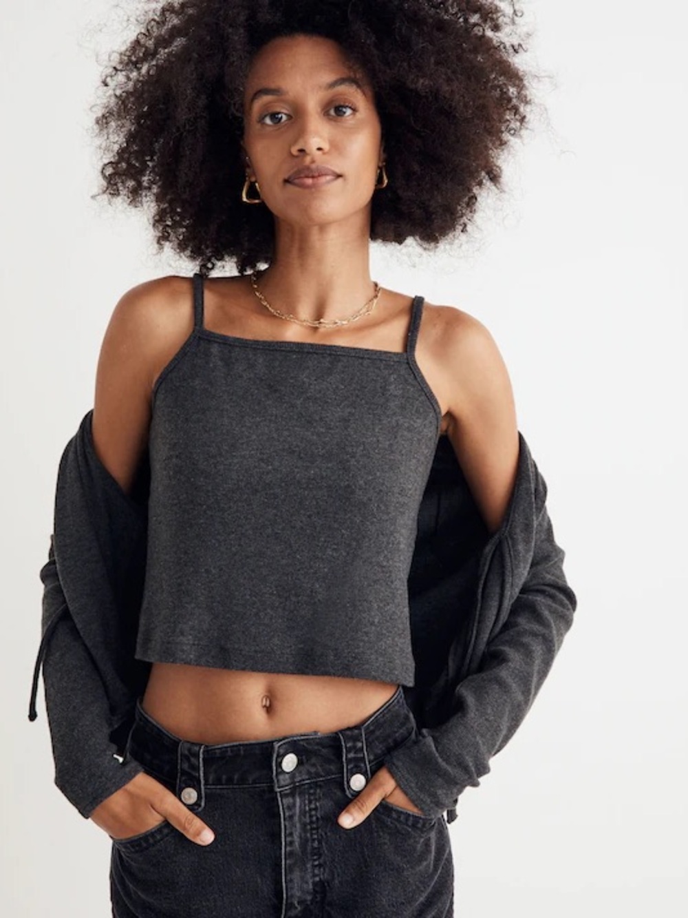 Madewell Brushed Rib Square-Neck Cami Top